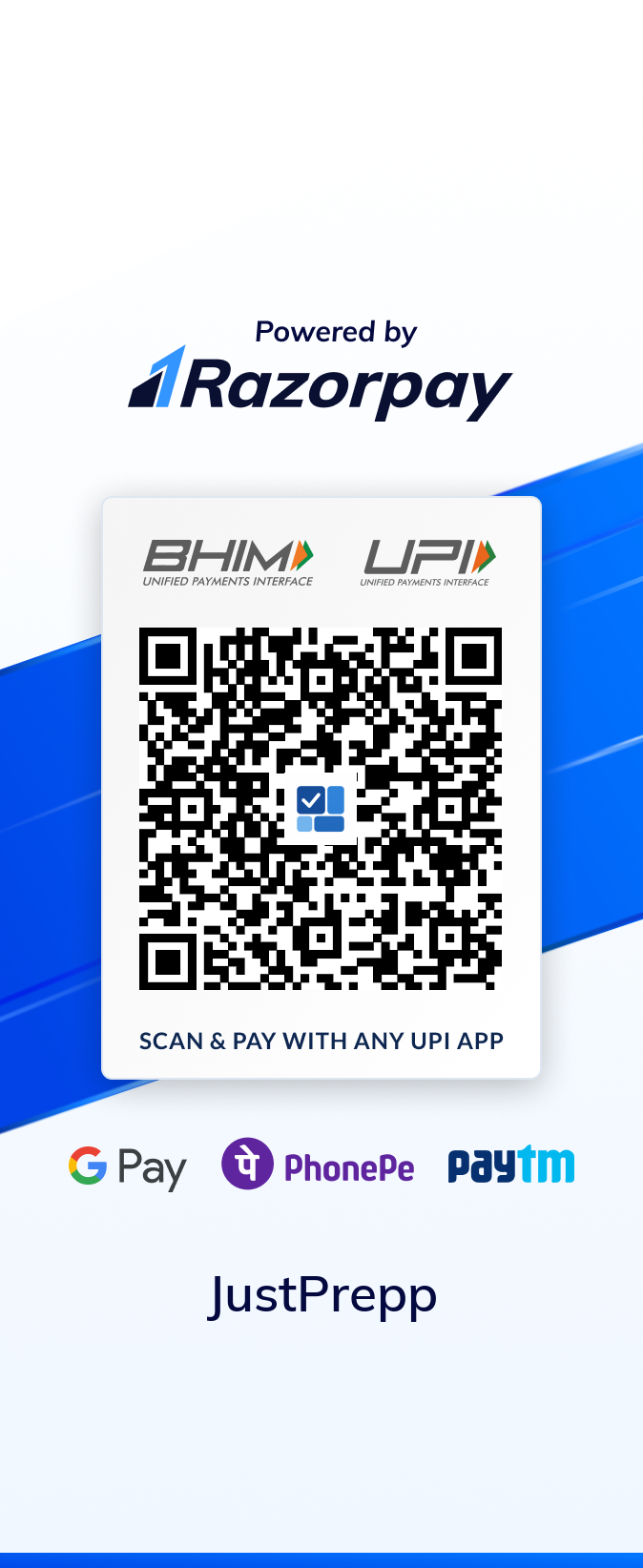 JustPrepp payment QR code